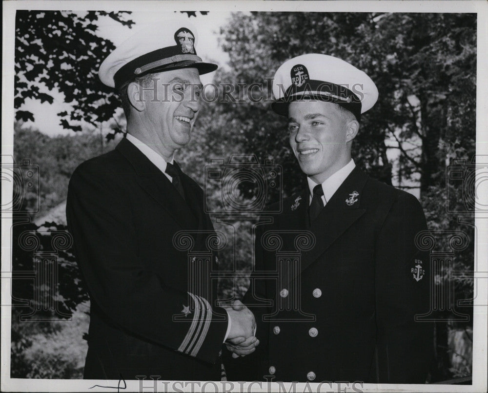 1950 Press Photo Lt Cmdr Randall W. Weeks &amp; son Randall Jr - Historic Images