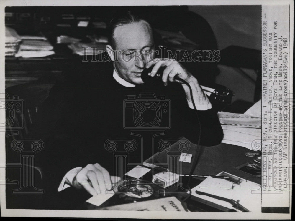 1948 Press Photo Rev Msgr Nicholas Wegner Named New Director FO Boys Town - Historic Images