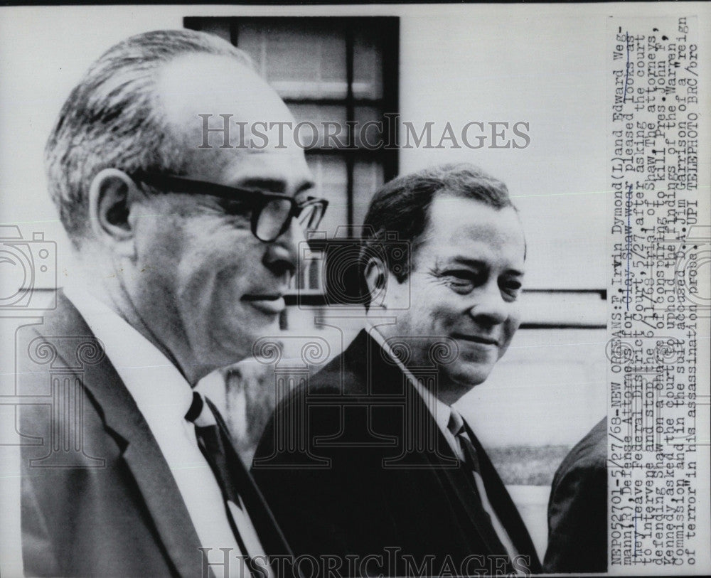 1968 Press Photo Irwin Dymond & Edward Wegmann Attorneys For Clay Shaw - Historic Images