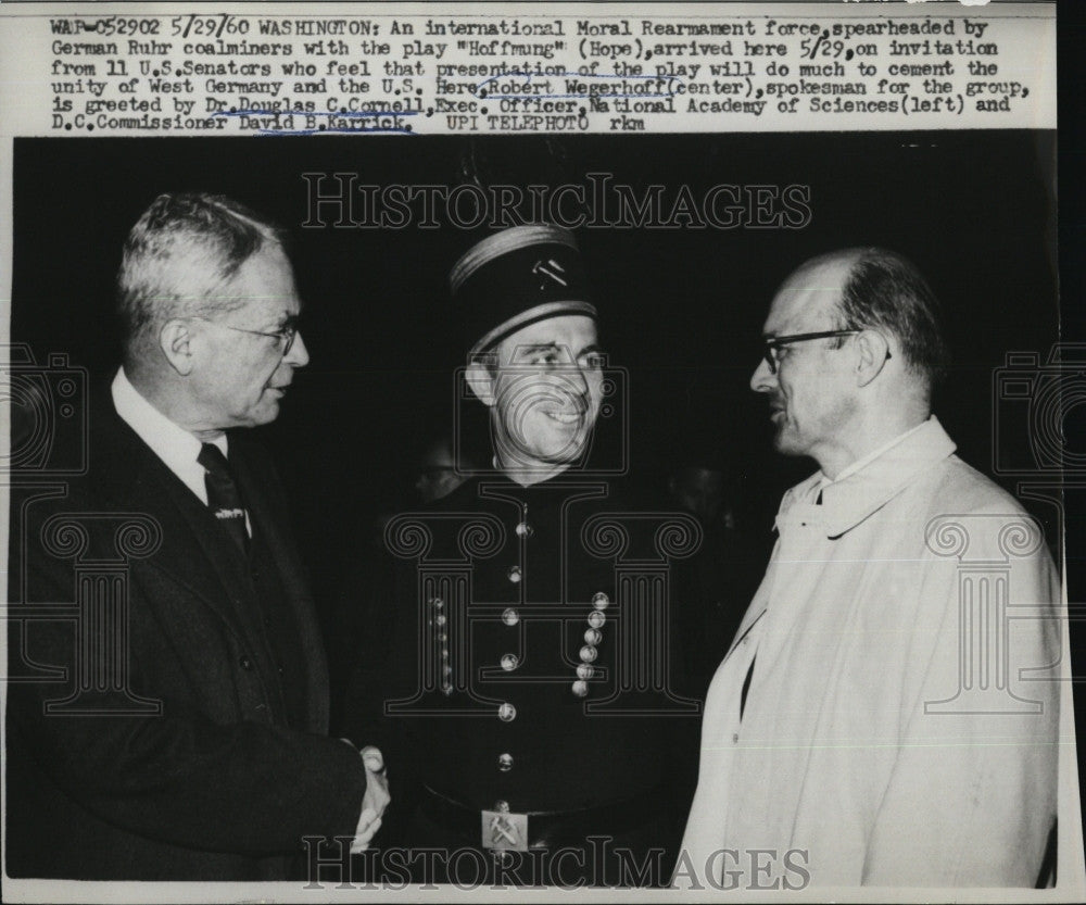 1960 Press Photo Robert Wegerhoff, Dr. Douglas C. Cornell, David B. Karrick - Historic Images