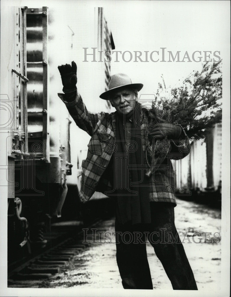 1987 Press Photo Actor Barnard Hughes in &quot;A Hobo&#39;s Christmas&quot; - Historic Images