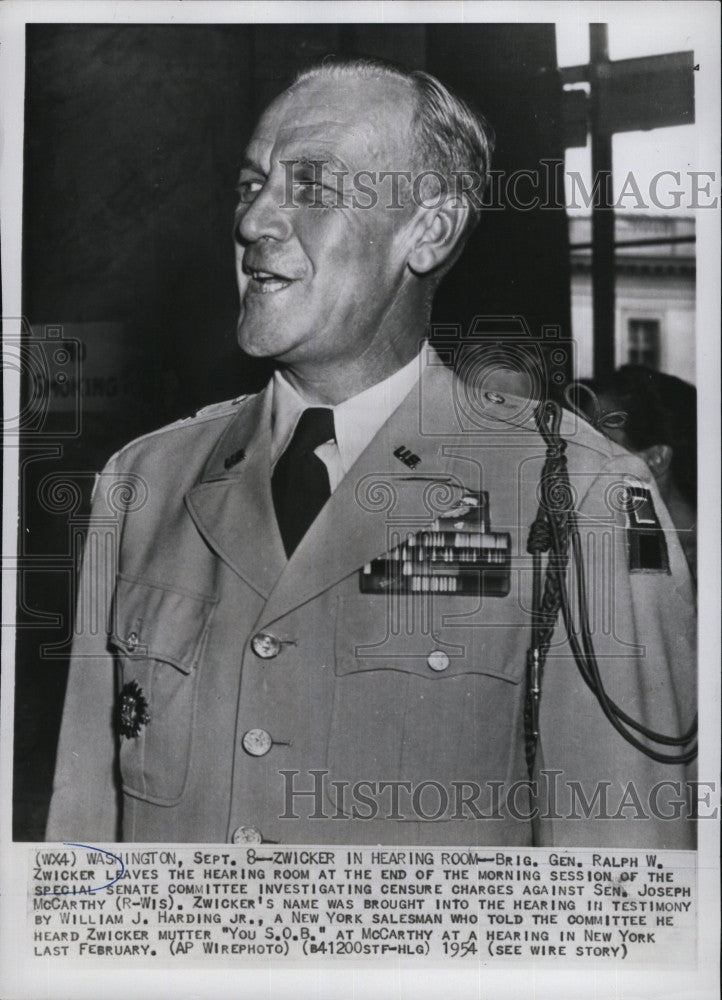 1954 Press Photo  Brig. General Ralph Zwicker at Senate Hearings - Historic Images