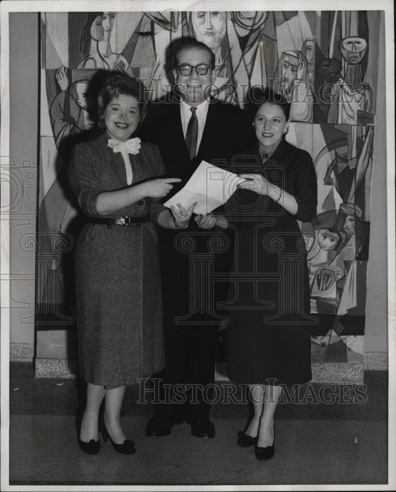 1958 Press Photo David Yarosh, Mrs. Chris Gillen, Mrs. Shirley Finkel B&#39;nai - Historic Images