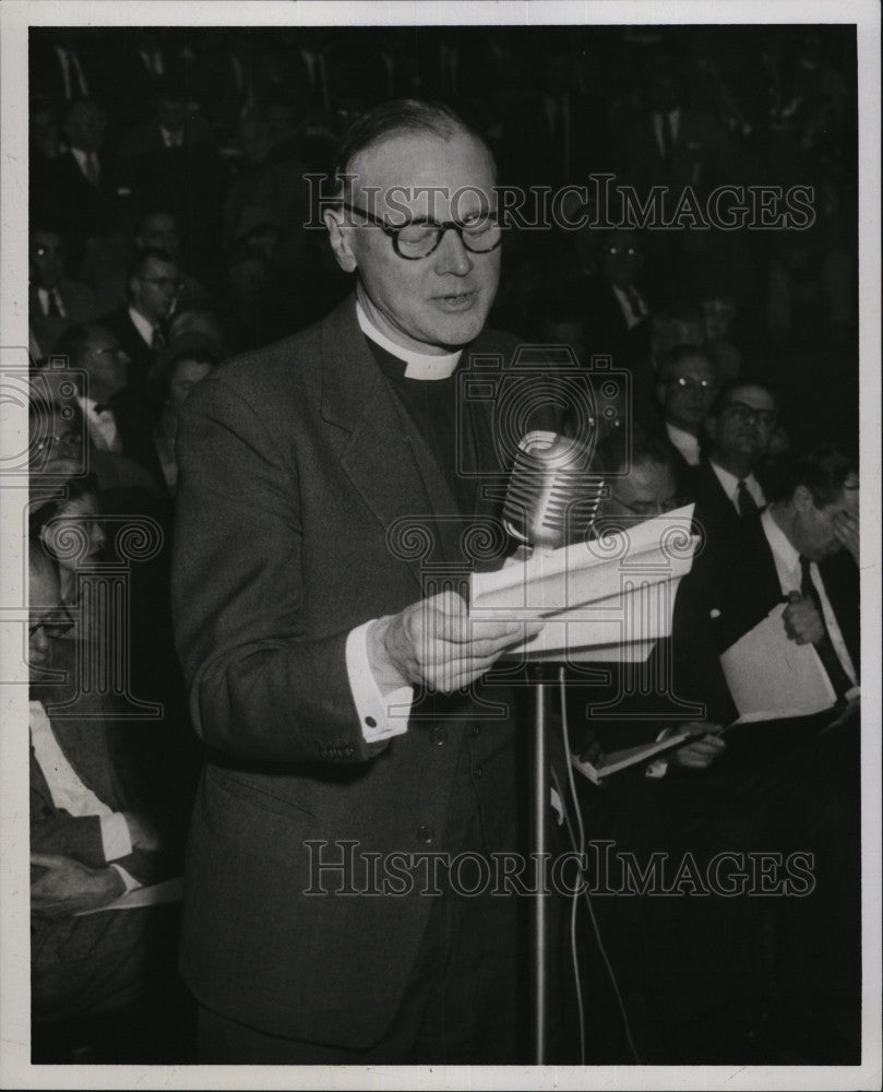 1957 Press Photo Bishop Augustine Lawrence At State House About Dog Bill - Historic Images