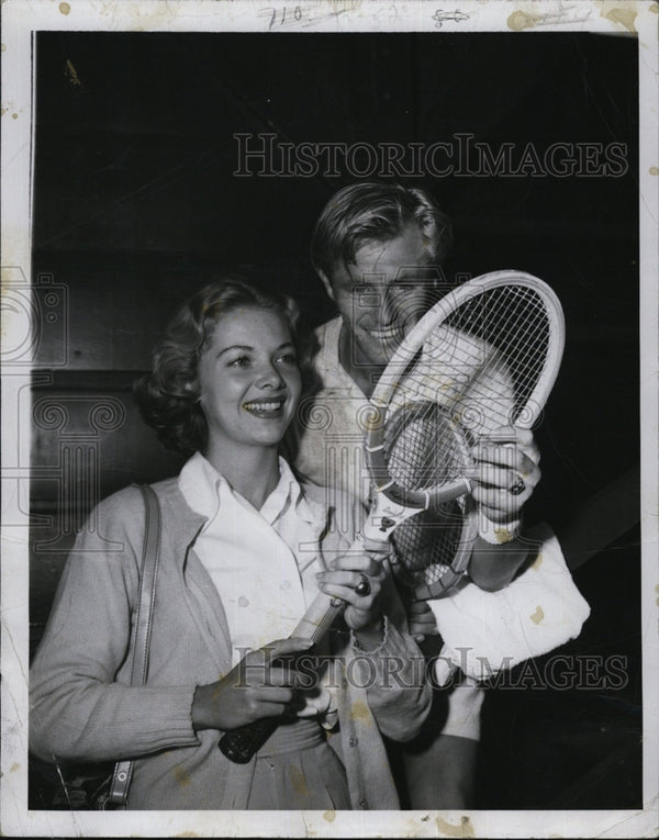 Actress Barbara Lawrence with National Singles Champ Ted Larsen 1950 ...
