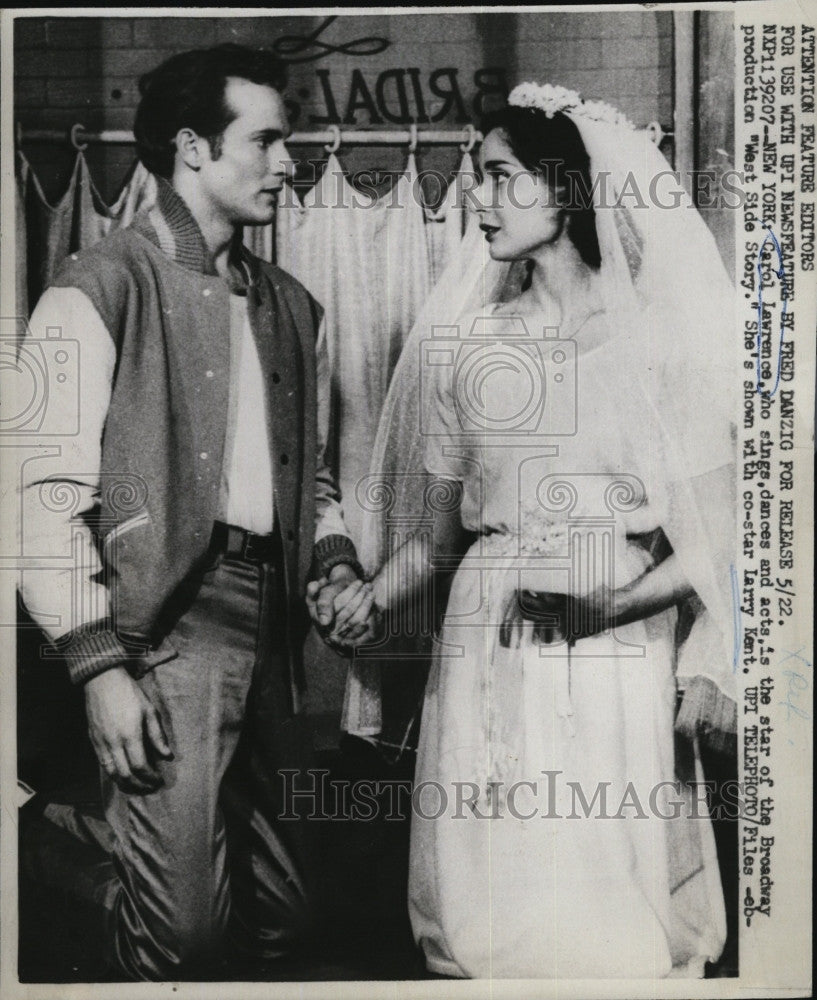 1963 Press Photo Carol Lawrence and Larry Kent in &quot;West Side Story&quot; - Historic Images