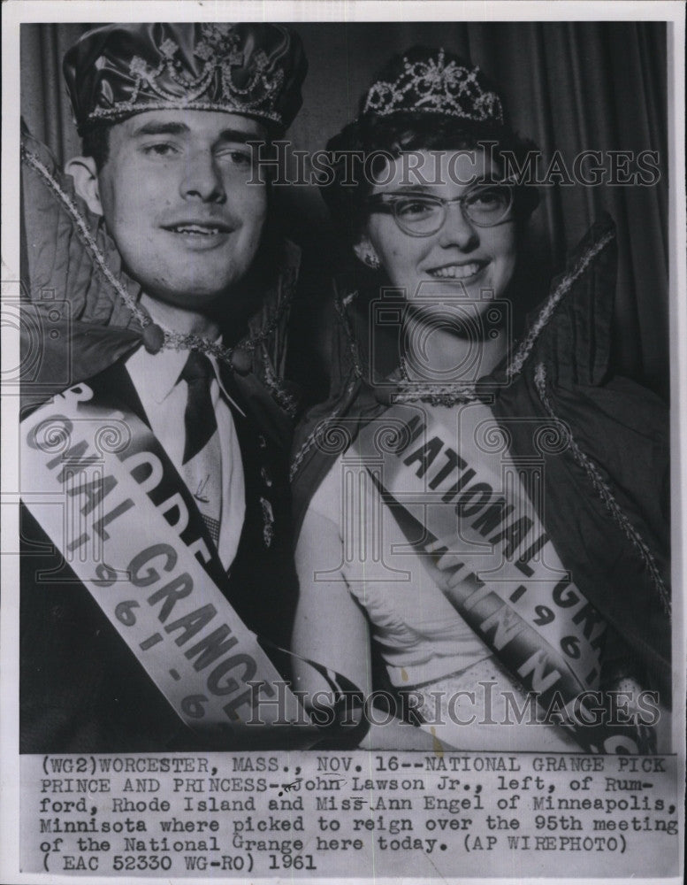 1961 Press Photo John Lawson &amp; Ann Engel National Grange Prince &amp; Princess - Historic Images