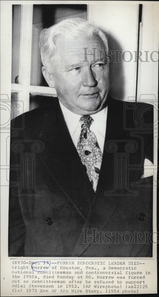 1954 Press Photo Wright Morrow Democratic National Committeeman - Historic Images