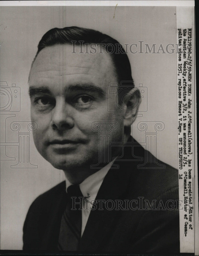 1959 Press Photo John J. O&#39;Cannell Editor Of American Weekly - Historic Images