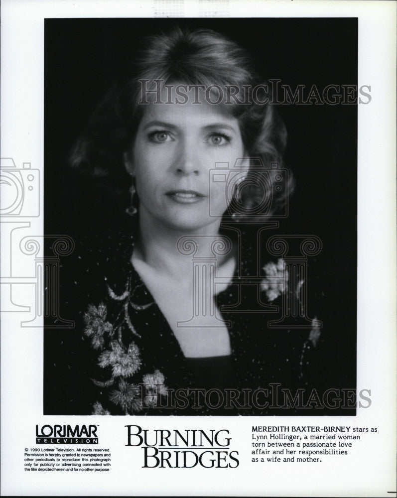 1990 Press Photo Meredith Baxter-Birney as Lynn Hollinger in &quot;Burning Bridges&quot;. - Historic Images