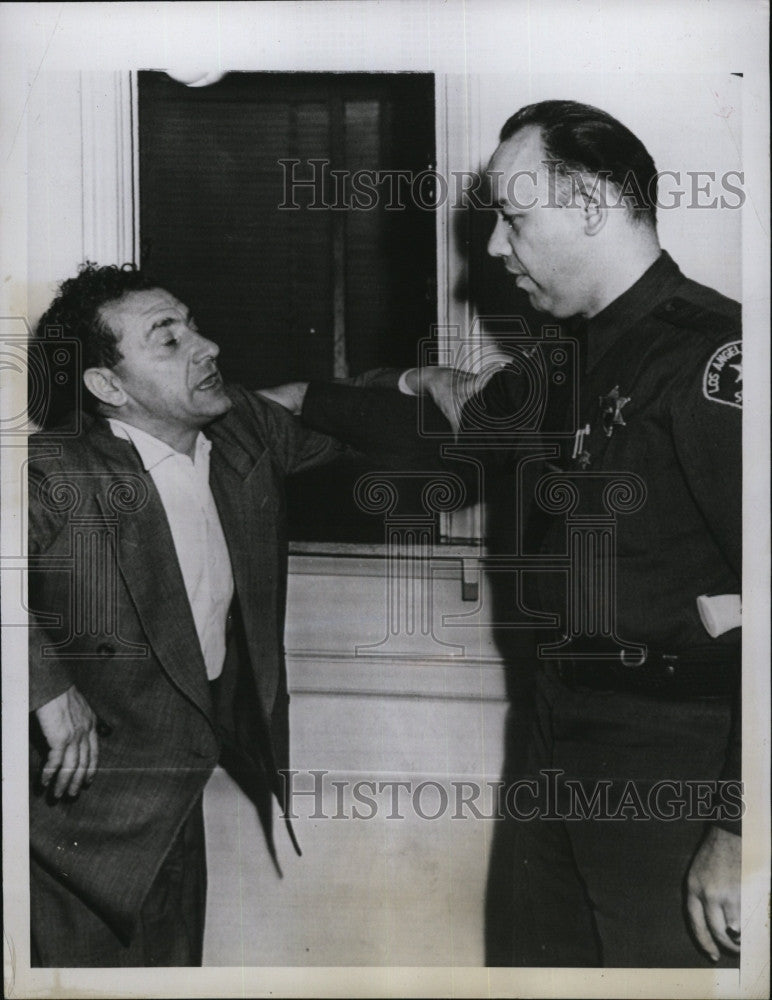 1948 Press Photo Alfred Le Tourneur &amp; Police Officer At Police Station - Historic Images