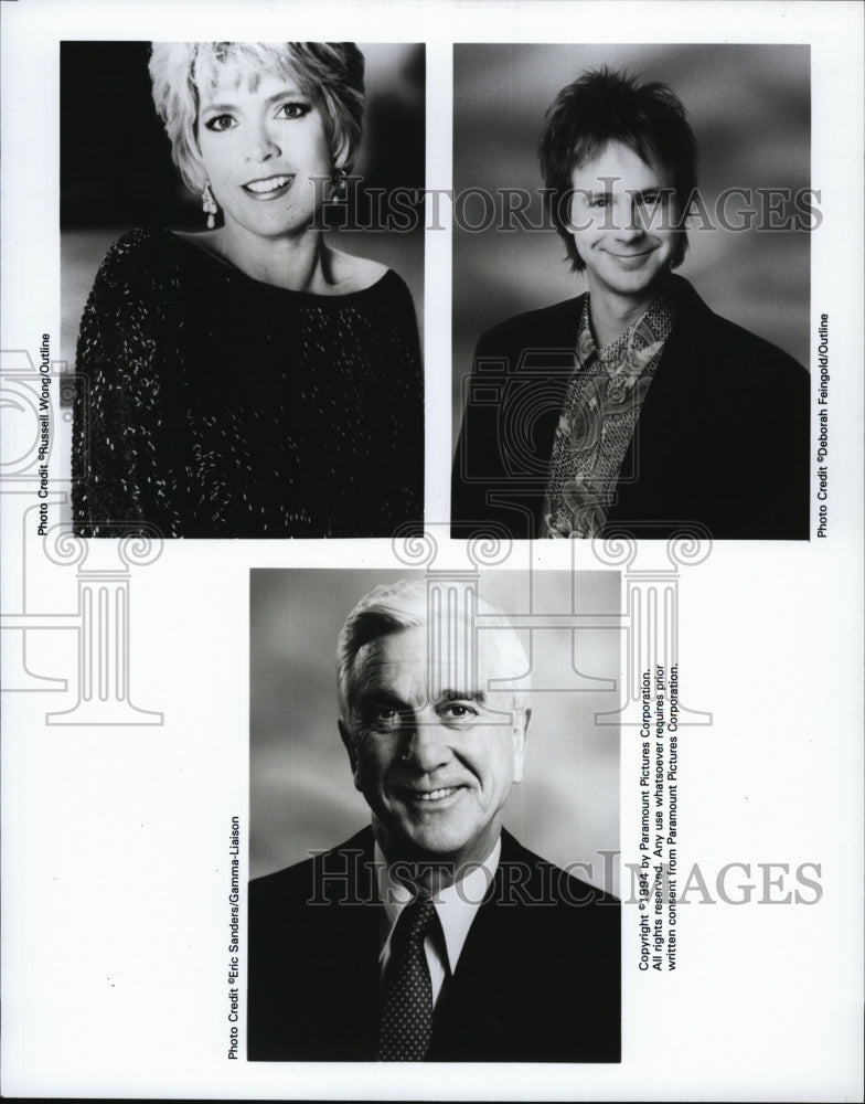 1994 Press Photo Actress Meredith Baxter, actors Dana Carvey &amp; Leslie Nielsen - Historic Images
