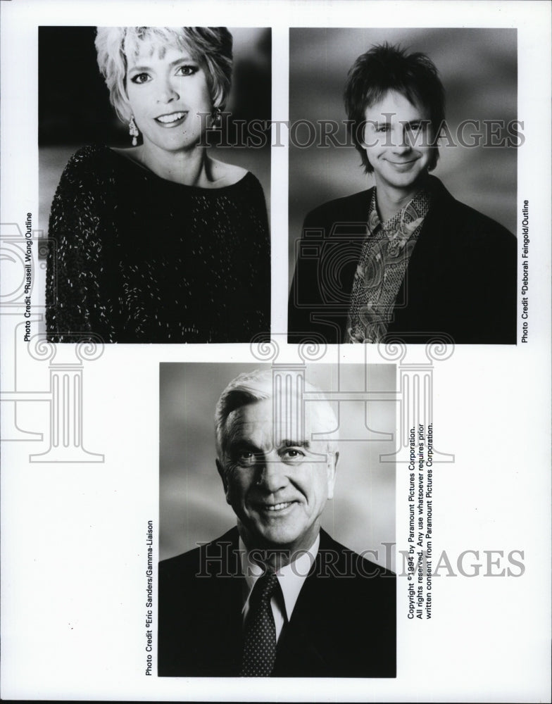 1994 Press Photo Actress Meredith Baxter, actors Dana Carvey & Leslie Nielsen - Historic Images