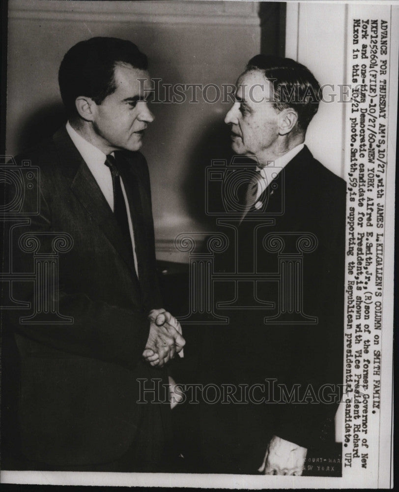 1960 Press Photo Vice President Richard Nixon &amp; E.Smith Jr. - Historic Images