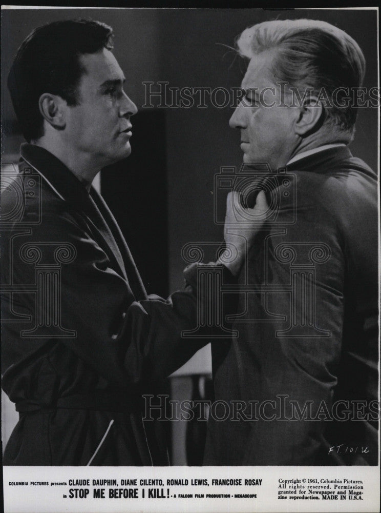 1961 Press Photo Actors Ronald Lewis Claude Dauphin in &quot;Stop Me Before I Kill&quot; - Historic Images