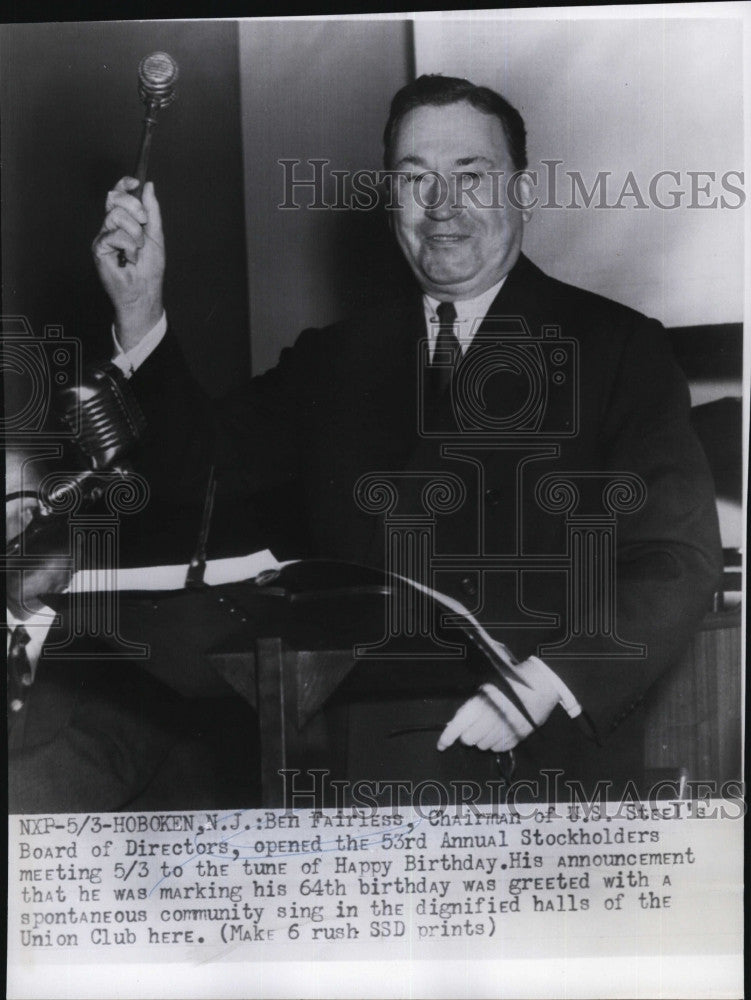 1954 Press Photo President of US Steel Corp Benjamin Fairless - Historic Images