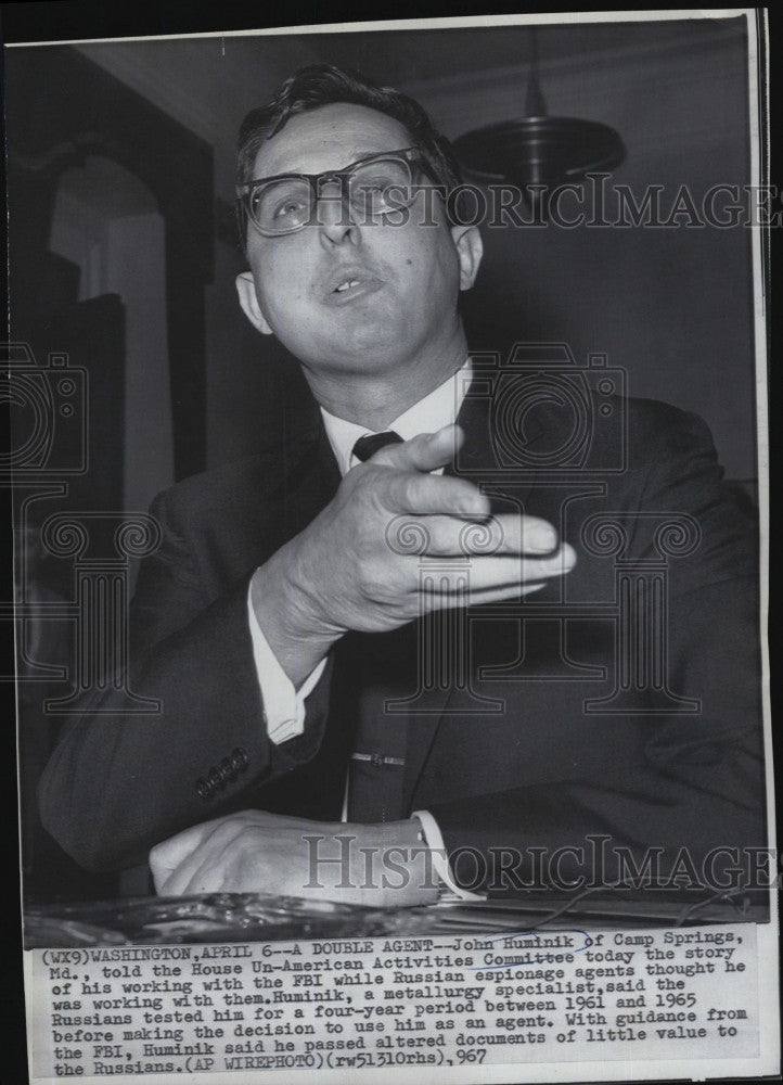 1967 Press Photo John Huminik at House Un American committee - Historic Images