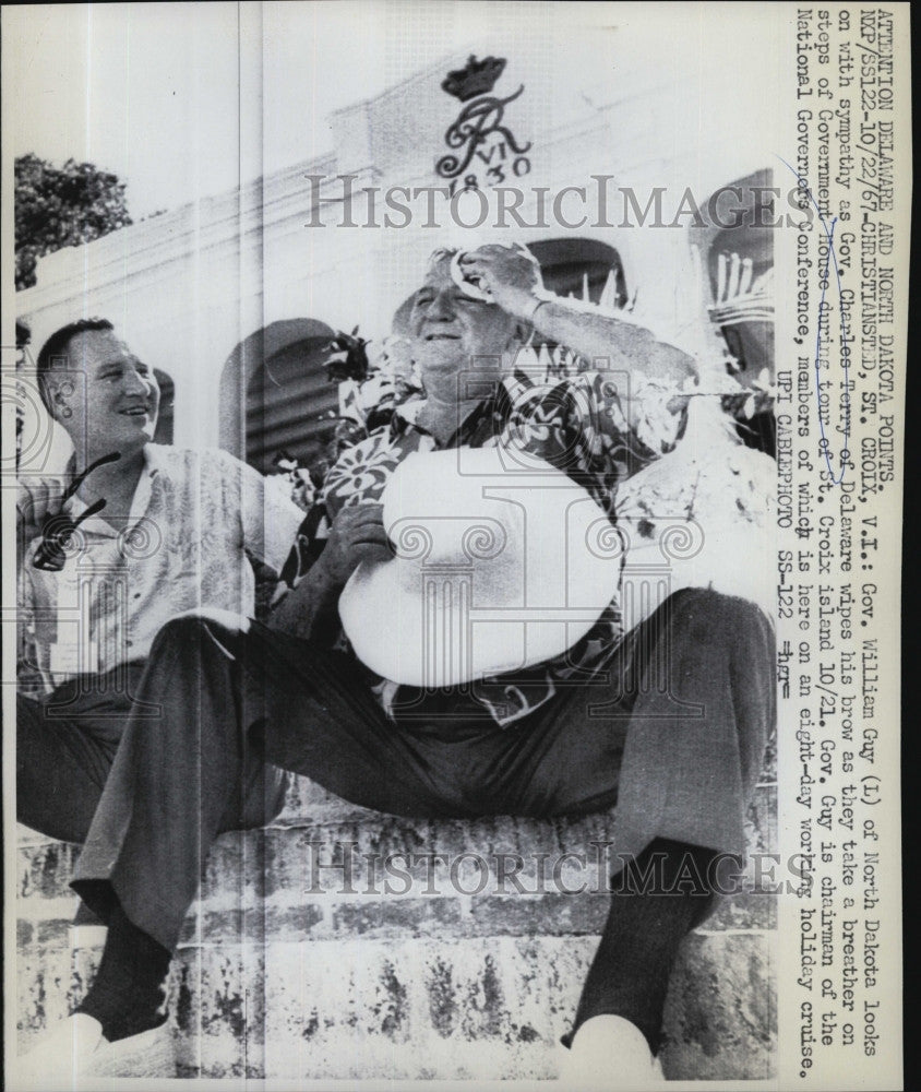 1967 Press Photo N.Dak.Gov. William Guy &amp; Del. Gov Terry in St Croix - Historic Images