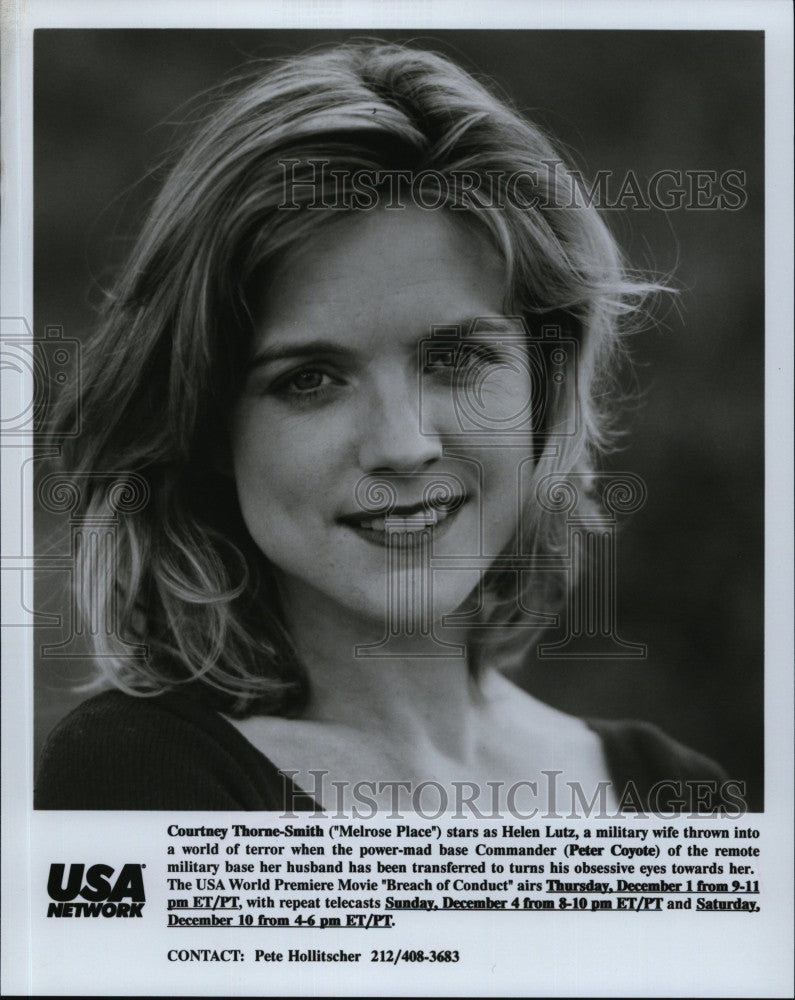 1991 Press Photo  Courtney Thorne-Smith on &quot;Breach of Conduct&quot; - Historic Images