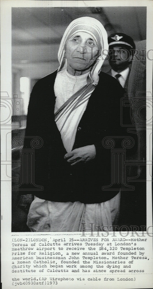 1973 Press Photo Mother Teresa of Calcutta in London - Historic Images