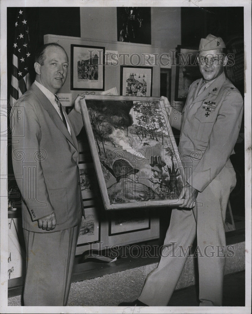 1952 Press Photo Marine Artists Colonel Fridrich &amp; Sgt John DeGrasse - Historic Images