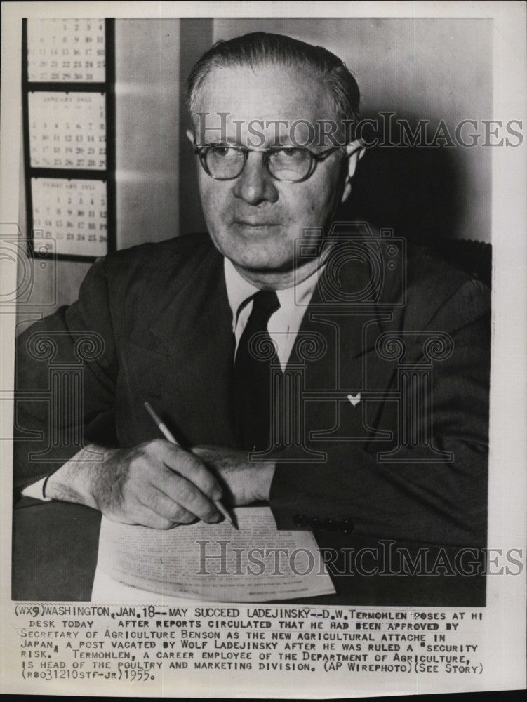 1955 Press Photo D.W. Termchlen,new Sec of Agriculture - Historic Images