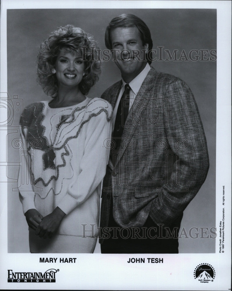 1987 Press Photo Host Of &quot;Entertainment Tonight&quot; Mary Hart And John Tesh - Historic Images