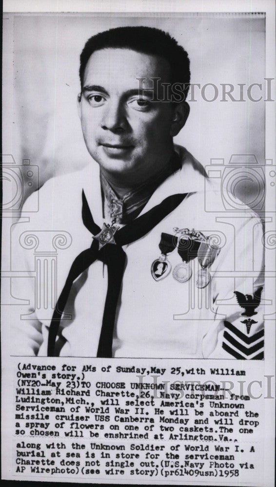 1958 Press Photo William Richard Charette, Navy Corpsman - Historic Images