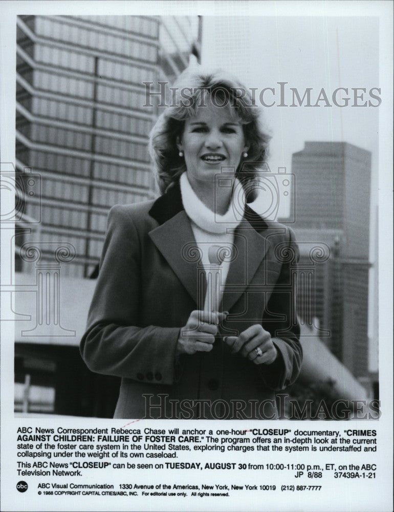 1988 Press Photo ABC News Correspondent Rebecca Chase - Historic Images