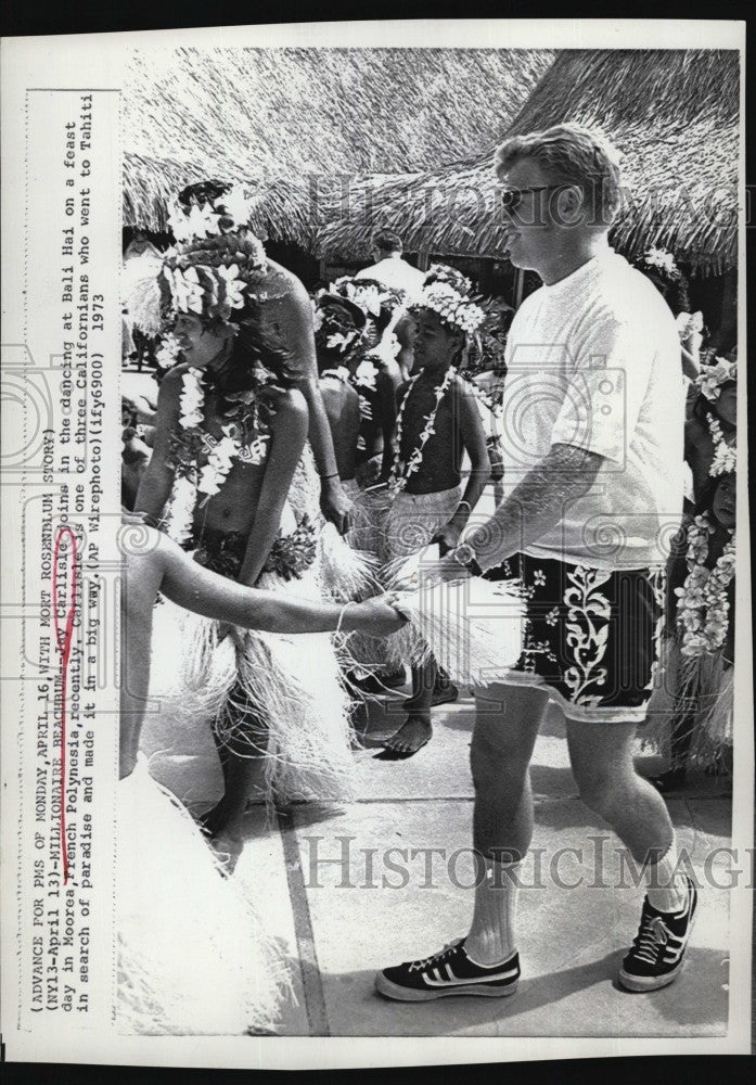 1973 Press Photo Jay Carlisle, millionaire beachbum in Bali Hai - Historic Images