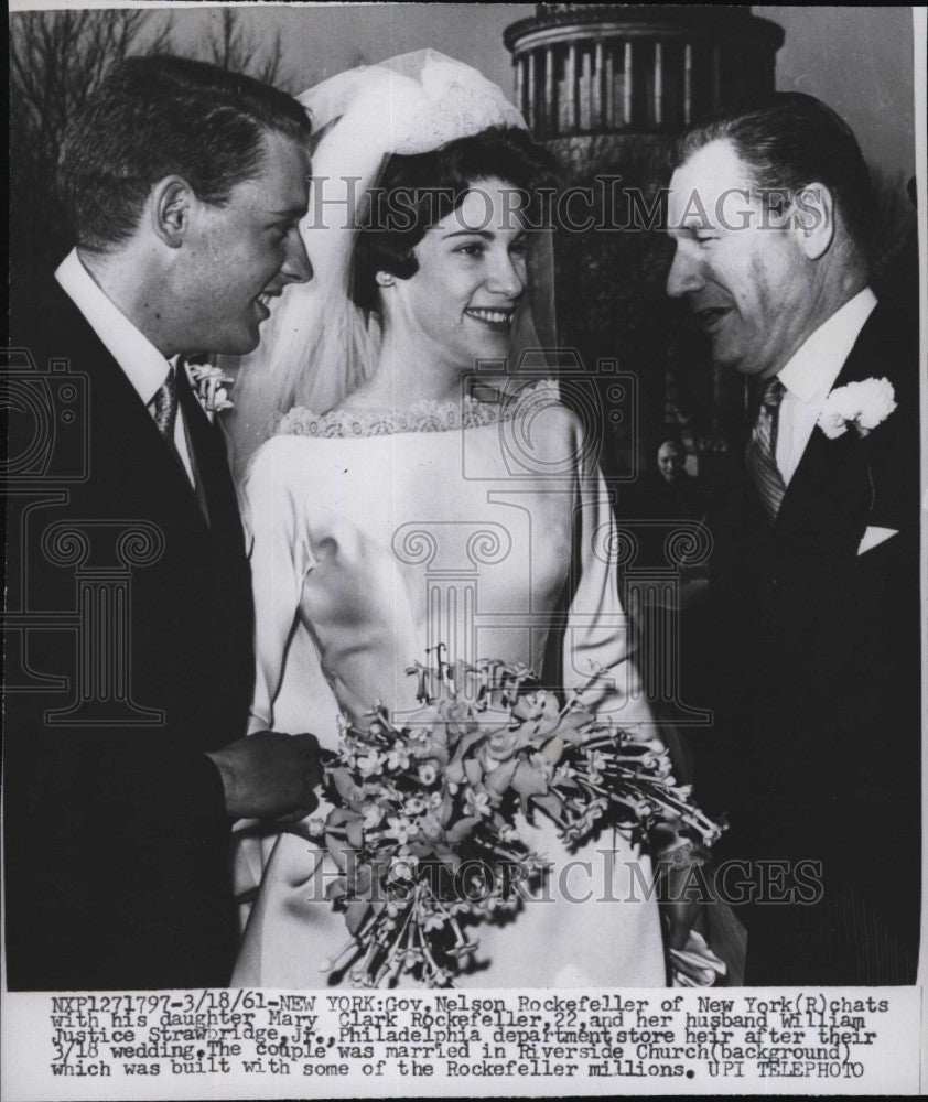 1961 Press Photo Gov. Nelson Rockefeller, daughter Mary Clark Rockefeller - Historic Images