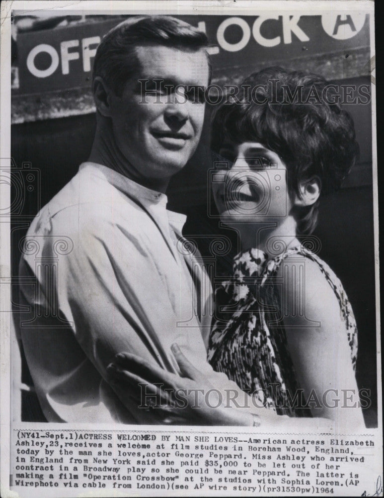 1964 Press Photo George Peppard &amp; Elizabeth Ashley - Historic Images