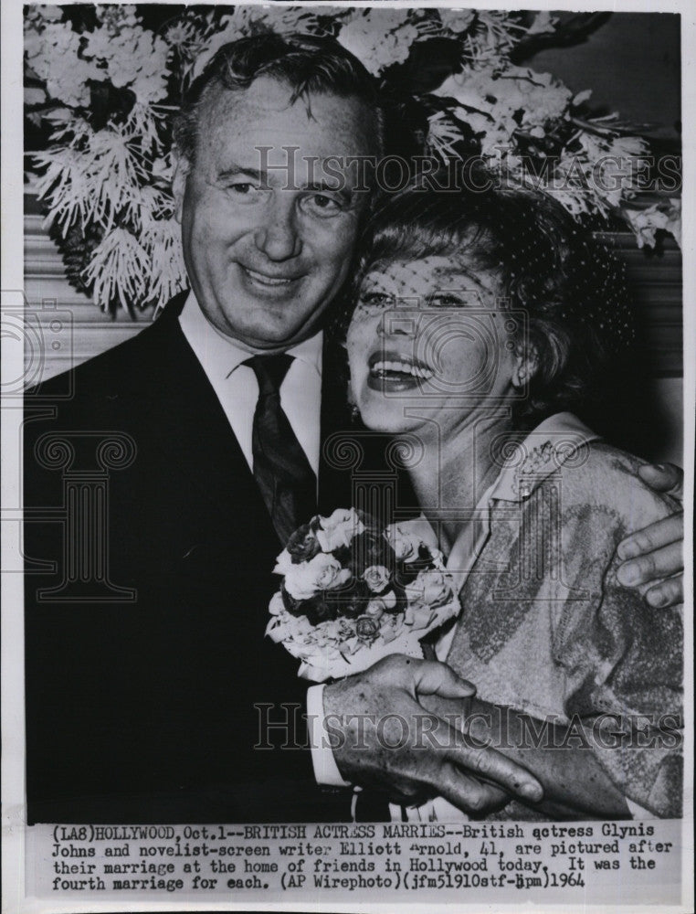 1964 Press Photo British Actress Glynis Johns, Elliott Arnold - Historic Images