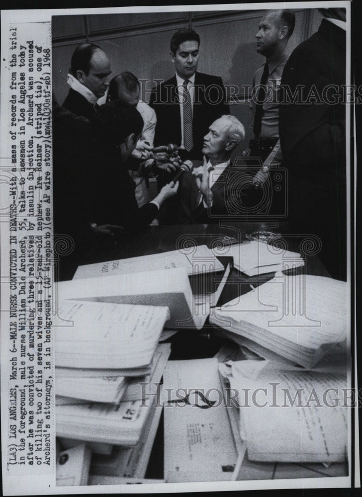 1968 Press Photo Nurse Wm Dale Archerd & atty Ira Reiner in court - Historic Images
