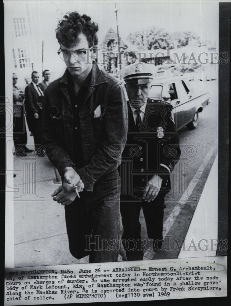 1969 Press Photo Ernest G. Archambault, in custody for murder - Historic Images