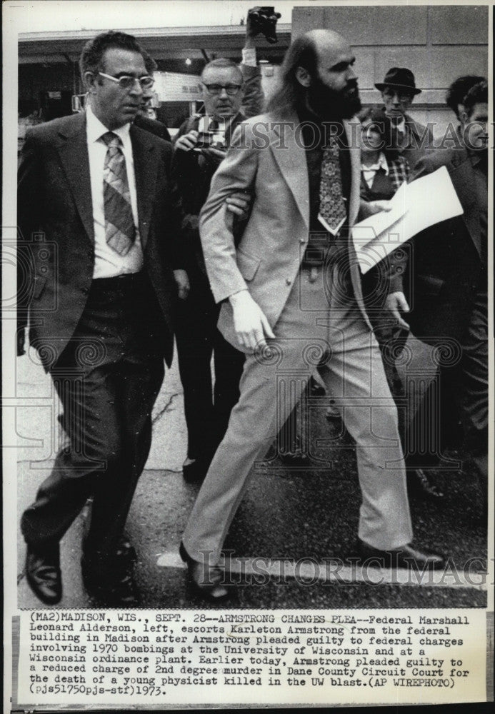 1973 Press Photo Karleton Armstrong Guilty of Bombing that Killed 1 Person - Historic Images