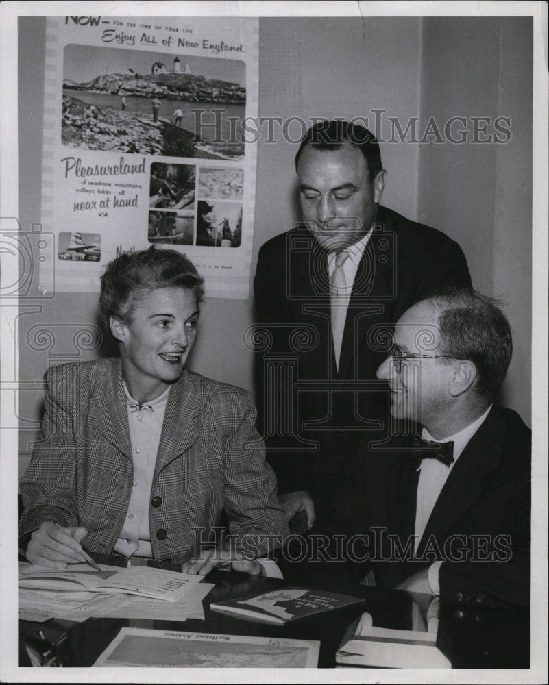 1954 Press Photo Miss Ann Wood, William Cavanaugh, Nathaniel Sperber - Historic Images