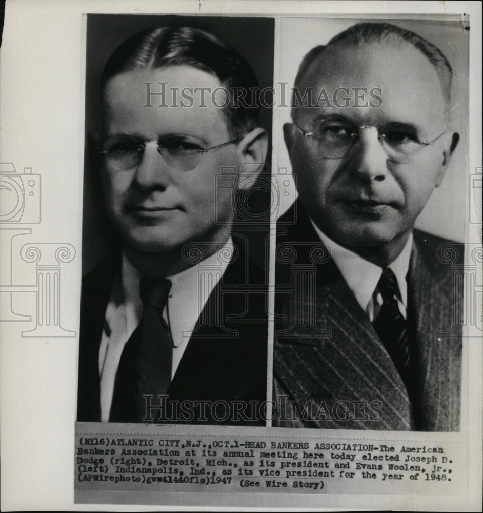 1947 Press Photo Joseph Dodge & Evans Woolen Jr, Bankers Assoc.