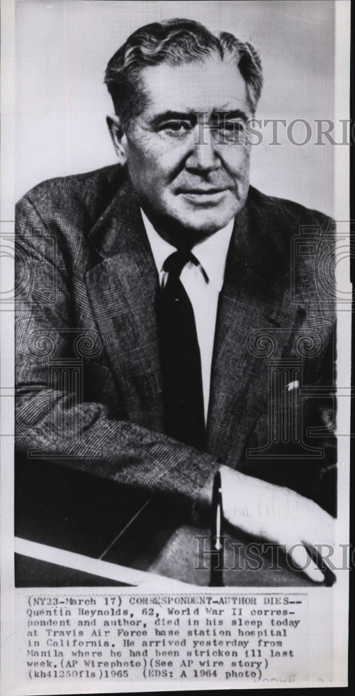 1964 Press Photo Quentin Reynolds, correspondent - Historic Images