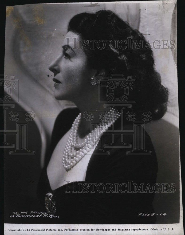 1944 Press Photo Katina Paxinou Actress Wearing Dress - Historic Images