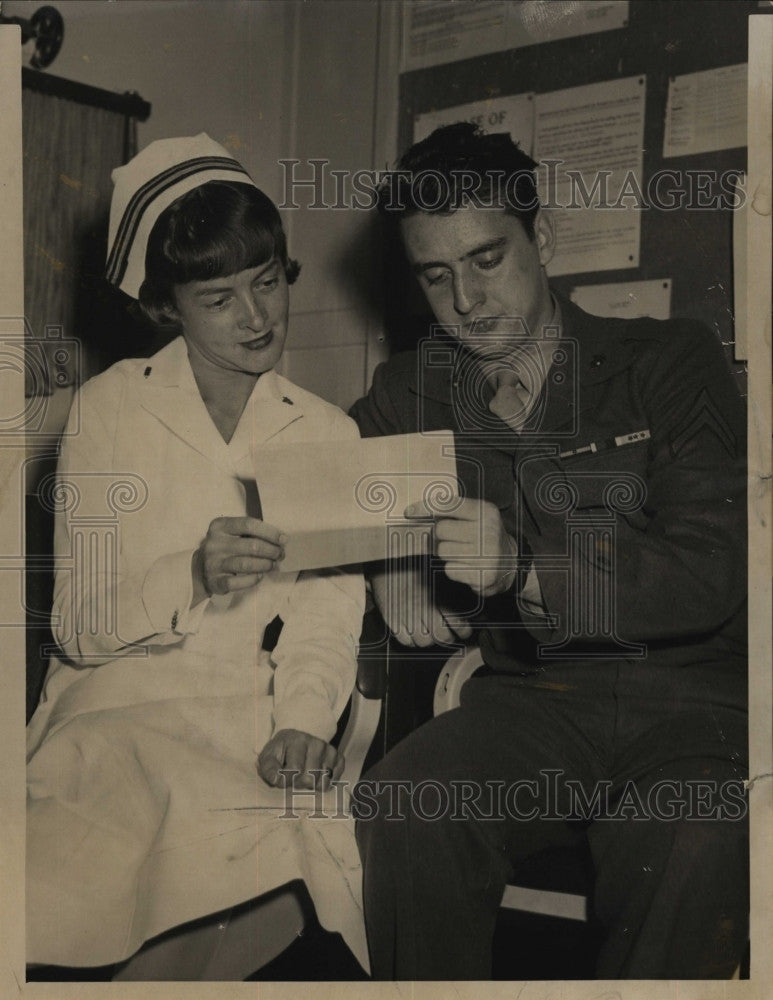 1951 Press Photo Billy Sullivan &amp; nurse Diane P Byrnes - Historic Images