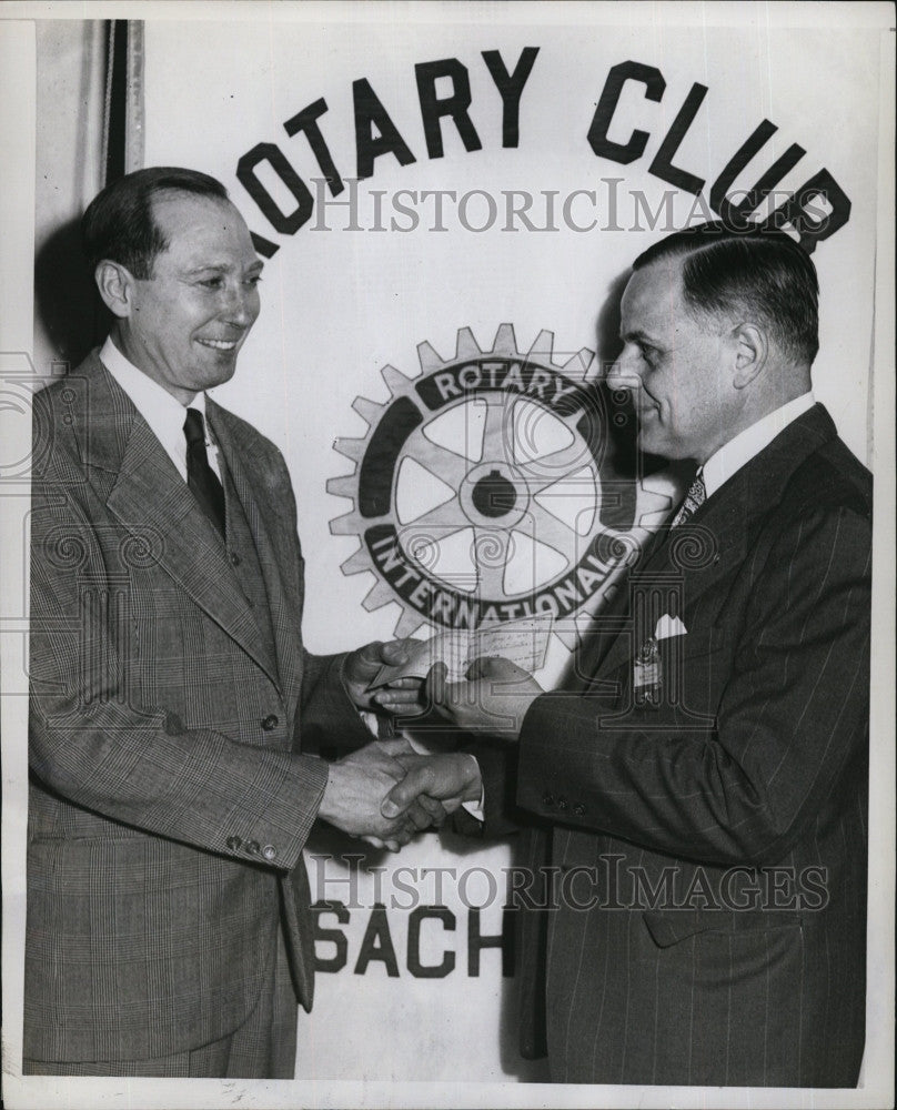 1949 Press Photo Belmont Rotary Club President Walter Sutherland, Dr. H. Swaebe - Historic Images