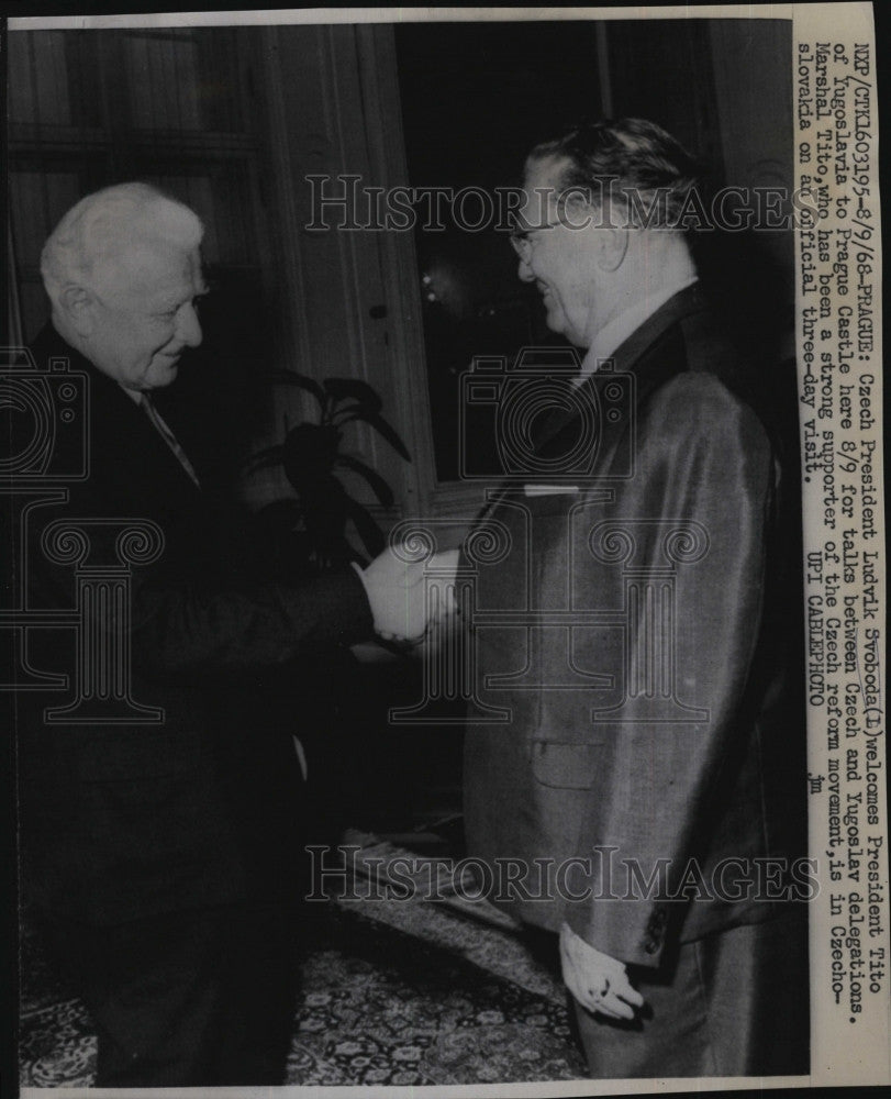 1968 Press Photo Czech President Ludvik Svoboda and President Tito of Yugoslavia - Historic Images