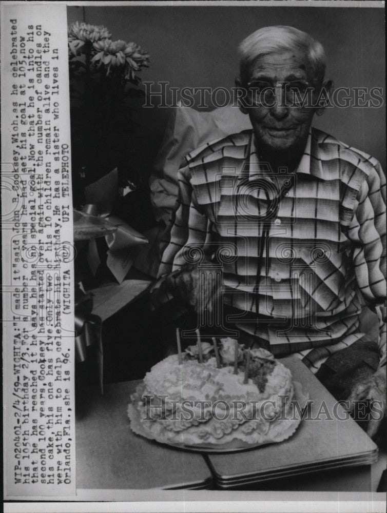 1959 Press Photo John B. Cooksey celebrates his 105th birthday - Historic Images