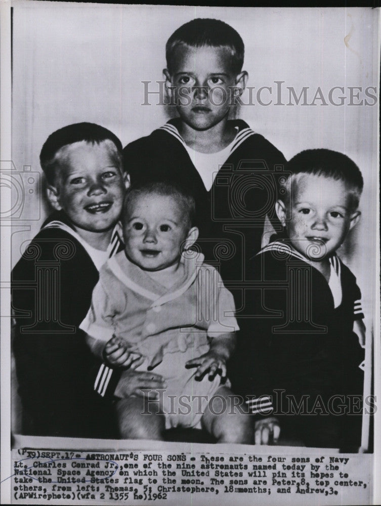 1962 Press Photo sons of Lt. Charles Conrad, Jr: Peter, Thomas, Chris, Andrew - Historic Images