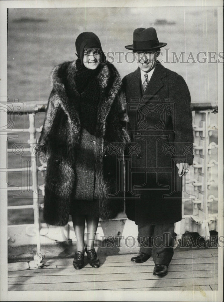 1929 Press Photo Charles Colligan, former Mayor of Mass. with his bride. - Historic Images