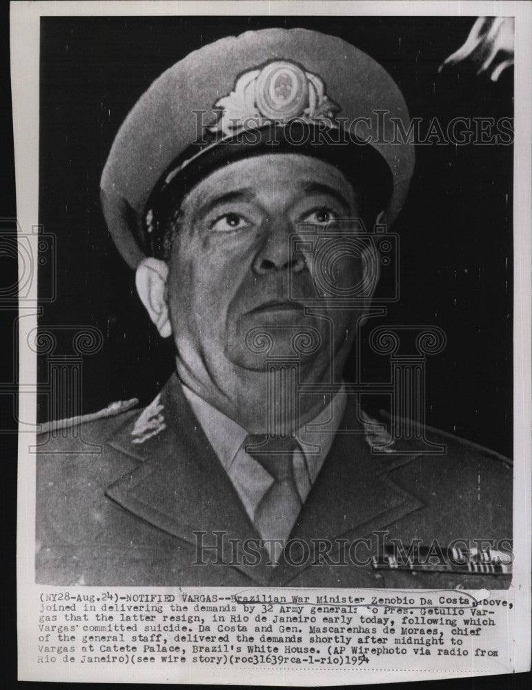 1954 Press Photo Brazilian War Minister Zenobio Da Costa - Historic Images