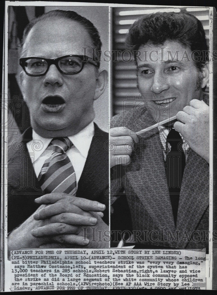 1973 Press Photo Supt.Matthew Costanzo and Atty.Robert Sebastian. - Historic Images