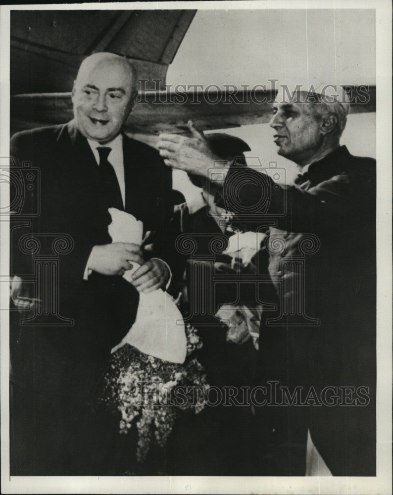 1957 Press Photo Polish Prime Minister Josef Cryankiewicz with Indian Premier - Historic Images