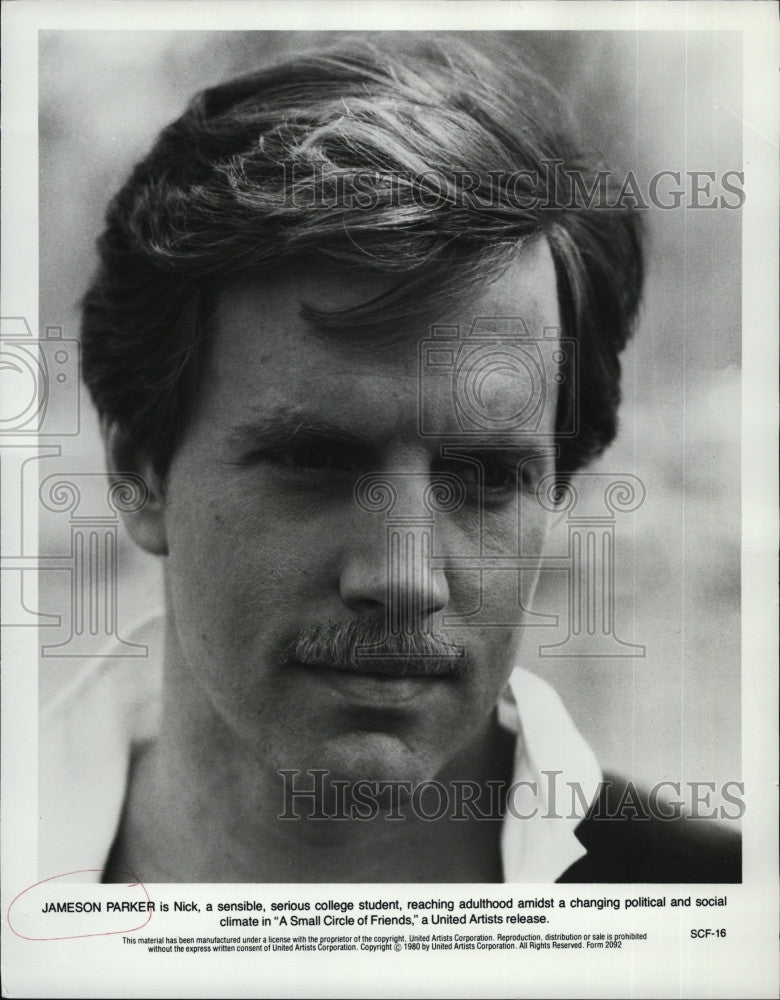 Press Photo Jameson Parker as Nick in &quot;A Small Circle of Friends&quot;. - Historic Images